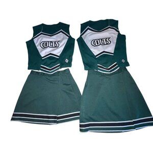 Twin 2 Cheerleader Uniform Outfits Costume COLTS 34 Tops 26 Skirt Green Black
